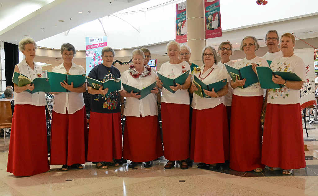 VOICES RAISED: Singing carols for Rose City Christmas shoppers are Warwick Choral Society singers Fay Cutmore, Jennifer Marshall, Alison Baistow, Jan Walker, Helen Bruggemann, Jean Dodd, Lesley Harrower, Lori Abood, Elizabeth Ratajczyk, Frances Symonds, Graeme Parkinson and Margaret Bryant. VOICES RAISED: Singing carols for Rose City Christmas shoppers are Warwick Choral Society singers Fay Cutmore, Jennifer Marshall, Alison Baistow, Jan Walker, Helen Bruggemann, Jean Dodd, Lesley Harrower, Lori Abood, Elizabeth Ratajczyk, Frances Symonds, Graeme Parkinson and Margaret Bryant.